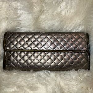 SAKS 5Th AVENUE quilted metallic leather clutch